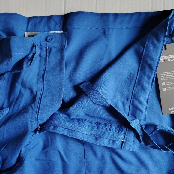 Grey's Anatomy by Barco Men’s XL Scrub Pants Blue 6 Pocket Zip Fly Drawstring - Picture 15 of 15